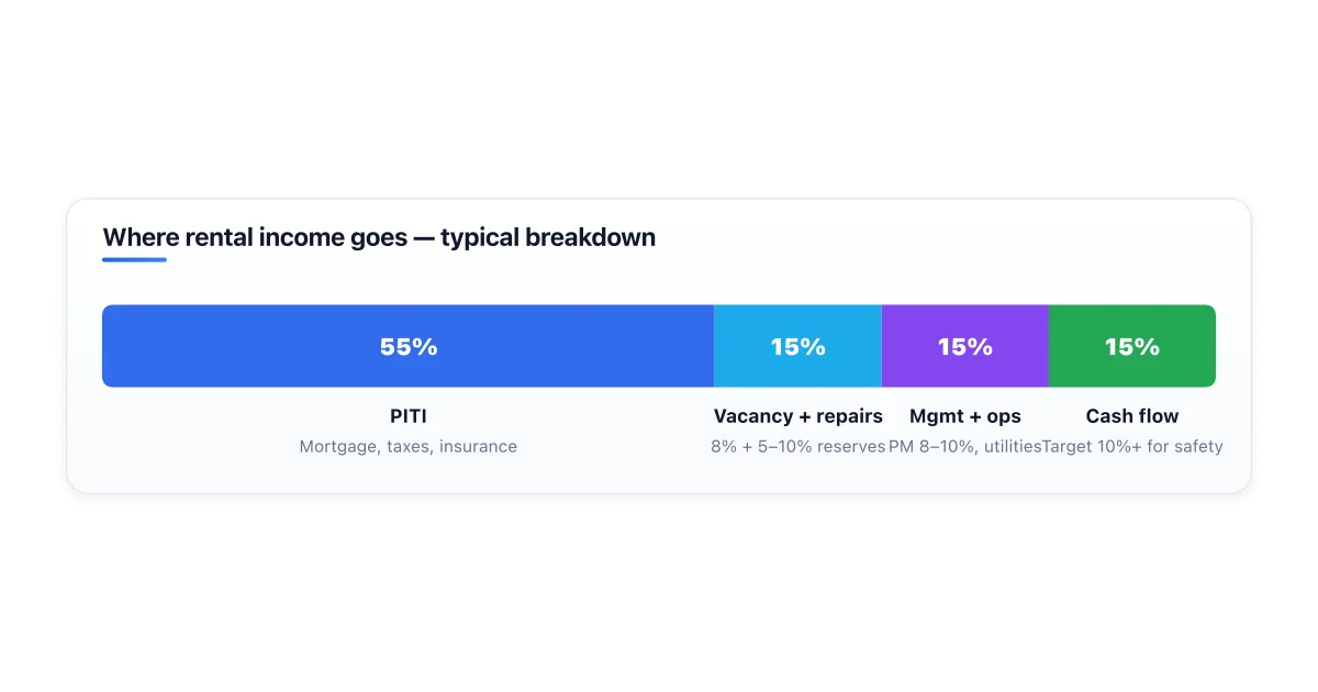 Rental property cash flow breakdown by expense category.