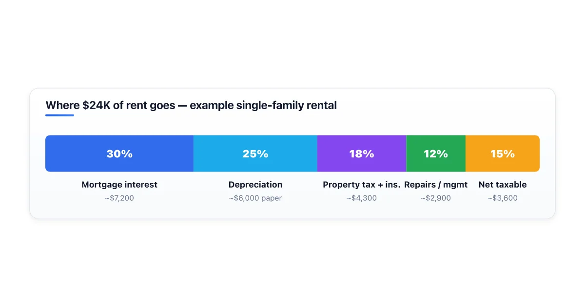 Sample Schedule E breakdown for a single-family rental.