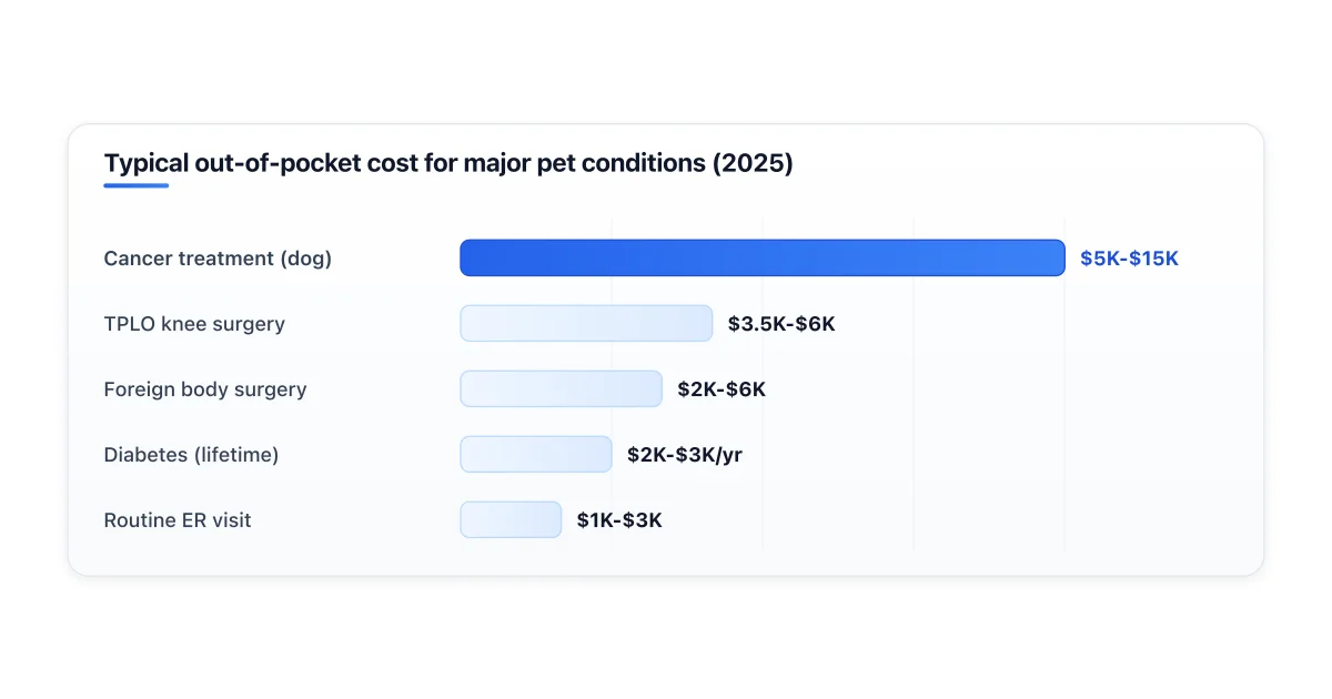 Average vet costs for major pet conditions.