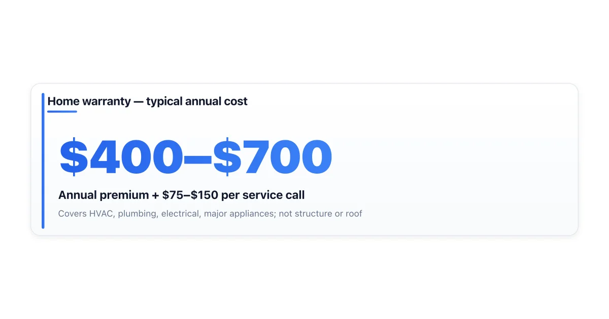 Home warranty cost structure and coverage.